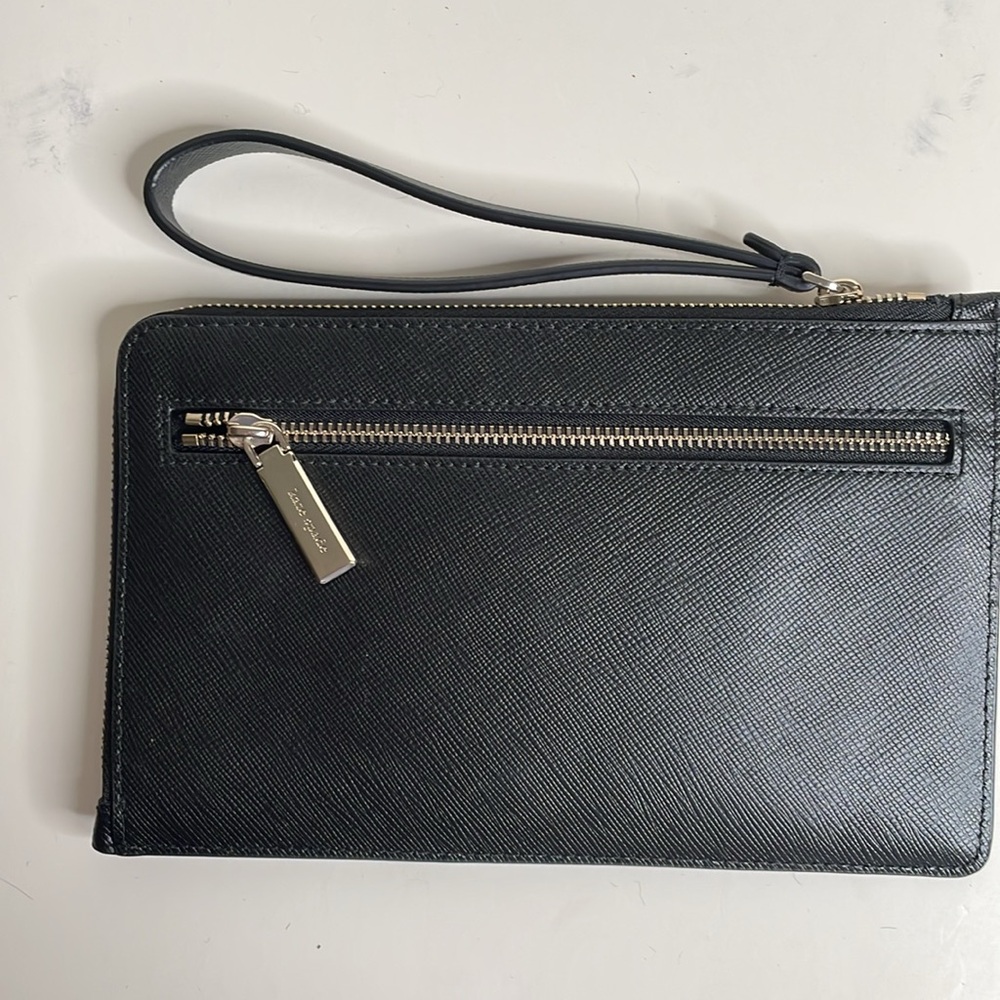 Kate Spade Staci L zip medium clutch wristlet in black saffiano leather - Picture 2 of 6